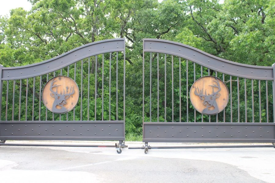 Deer medallion sliding gate