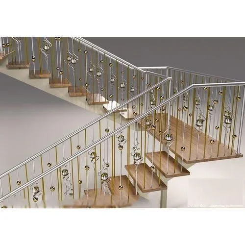 Designer gold & SS rods — floating stair