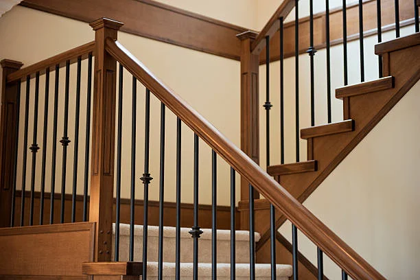 Wood posts with metal balusters — classic interior